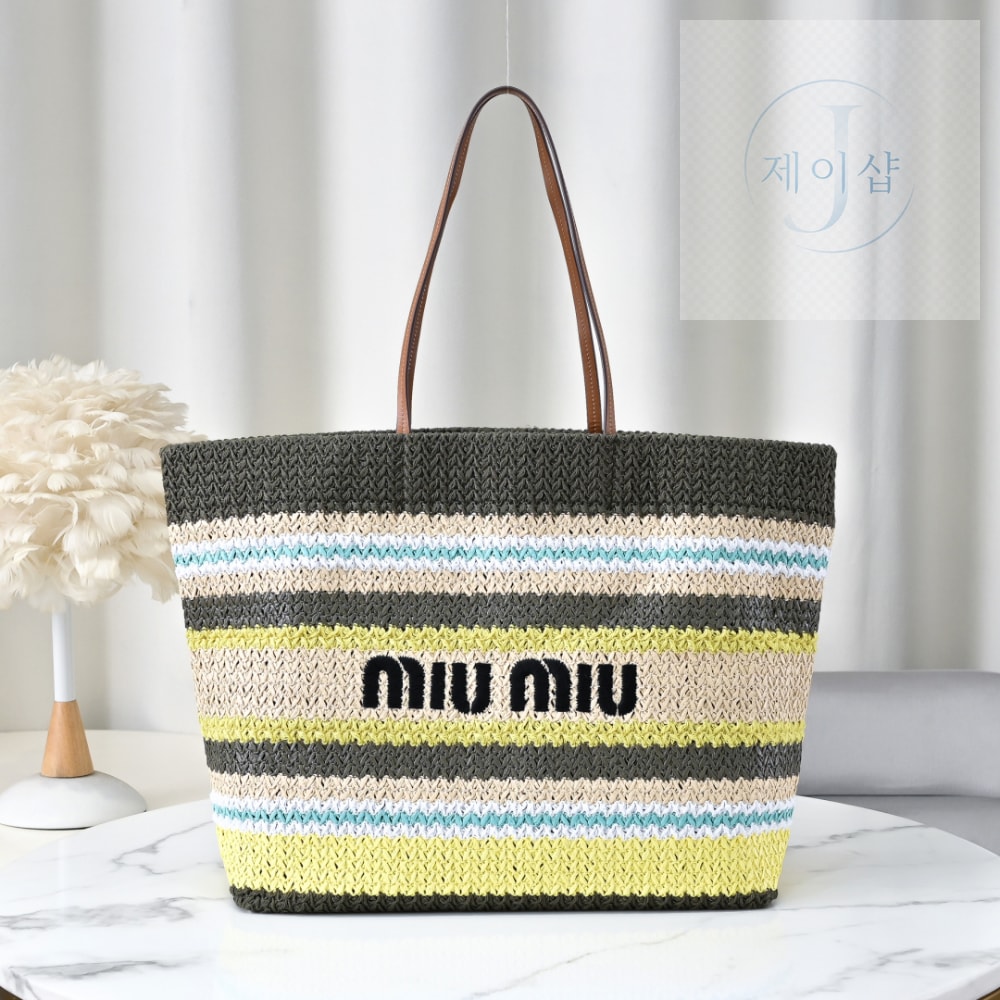 Miu Miu Raffia Woven Tote