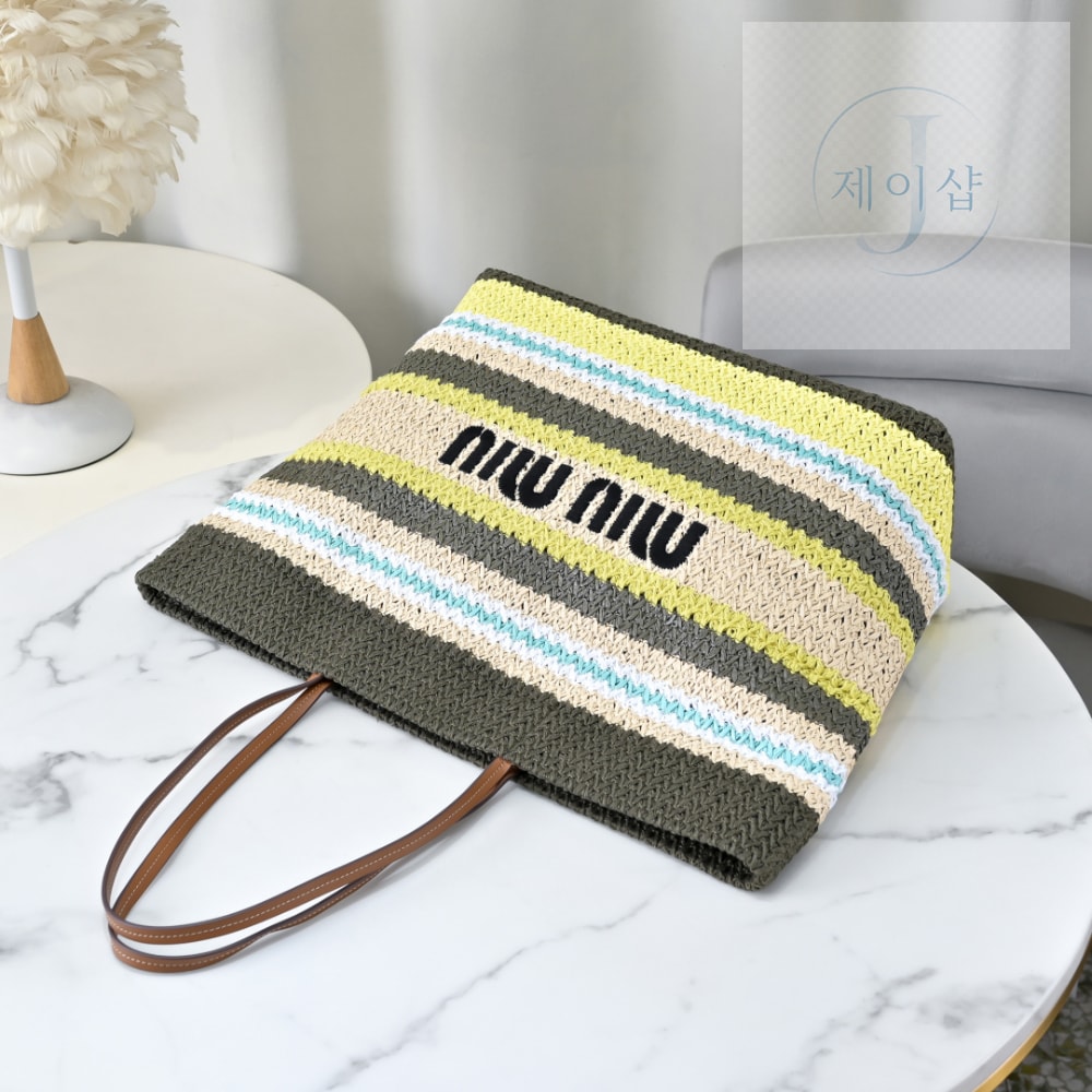 Miu Miu Raffia Woven Tote - 상세 이미지