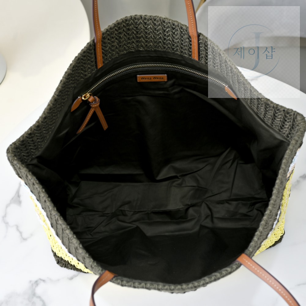 Miu Miu Raffia Woven Tote - 상세 이미지