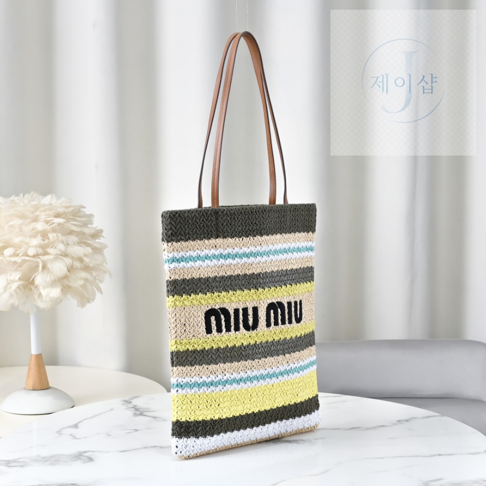 Miu Miu Raffia Woven Tote - 상세 이미지