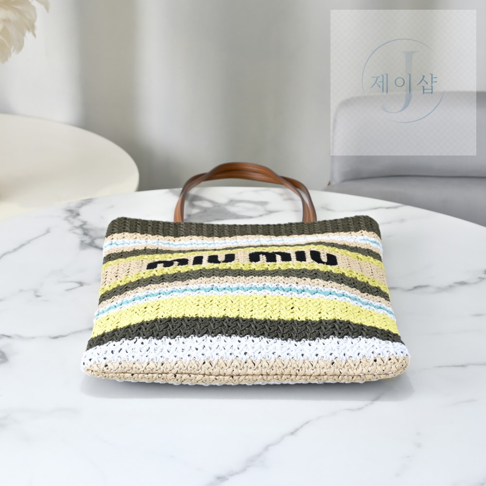 Miu Miu Raffia Woven Tote - 상세 이미지
