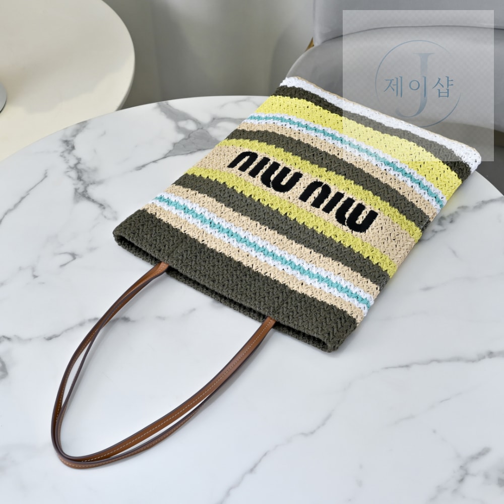 Miu Miu Raffia Woven Tote - 상세 이미지
