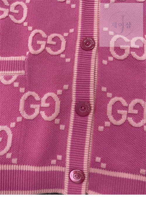 구찌 핑크 GG 코튼 자카드 가디건 (TJ공장) - 상세 이미지