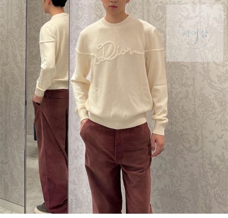 디올 리본 저지 울 스웨터（세븐）