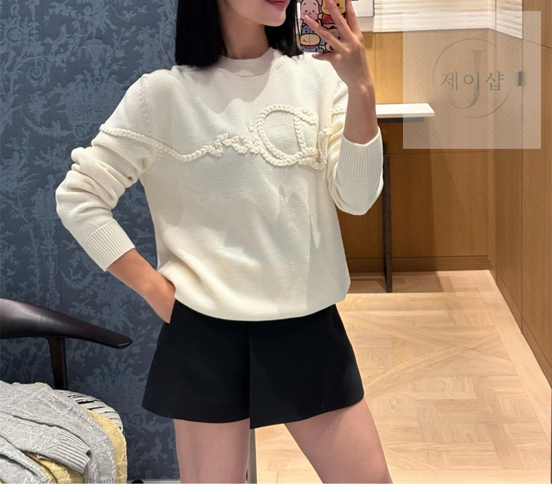 디올 리본 저지 울 스웨터（세븐）