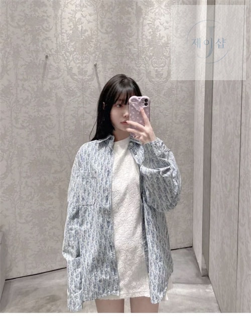 디올 오블리크 카스리 프린트 데님 셔츠（TJ공장） - 상세 이미지