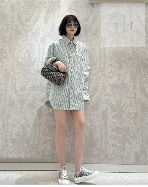 디올 오블리크 카스리 프린트 데님 셔츠（TJ공장） - 상세 이미지