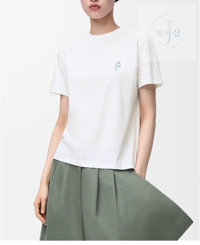 로에베 꽃무늬 아나그램 코튼 반팔 티셔츠（레어） - 상세 이미지