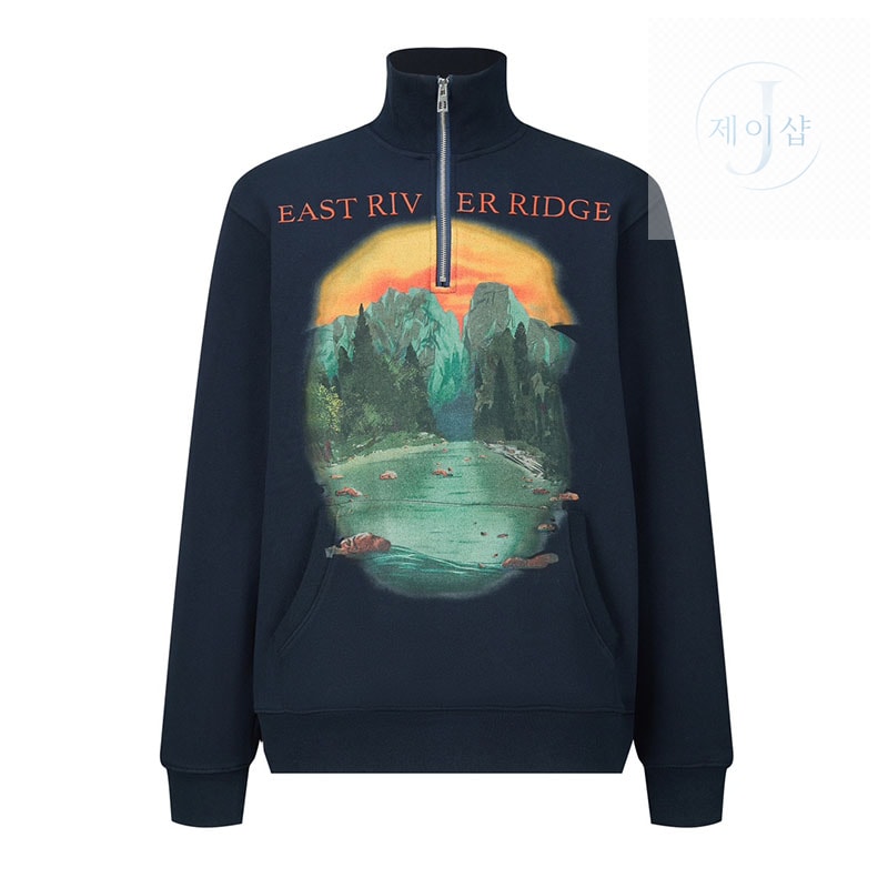 로에베 럭셔리 하이넥 반집업 스웨트셔츠