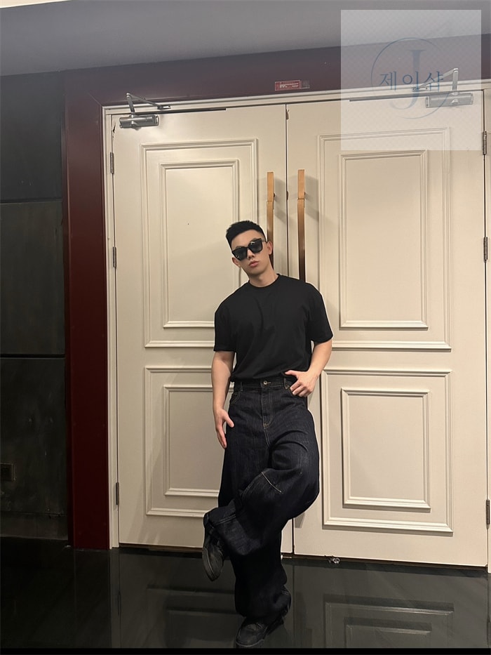 로에베 아나그램 베럴 레그 워시드 와이드 데님 진（세븐） - 상세 이미지