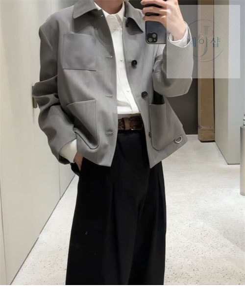 로에베 울 캐시미어 아나그램 워크웨어 자켓 （세븐） - 상세 이미지