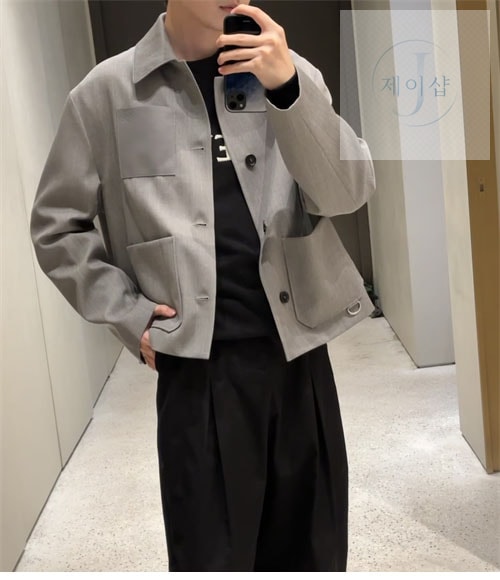 로에베 울 캐시미어 아나그램 워크웨어 자켓 （세븐） - 상세 이미지