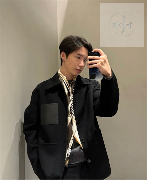 로에베 울 캐시미어 아나그램 워크웨어 자켓 （세븐） - 상세 이미지