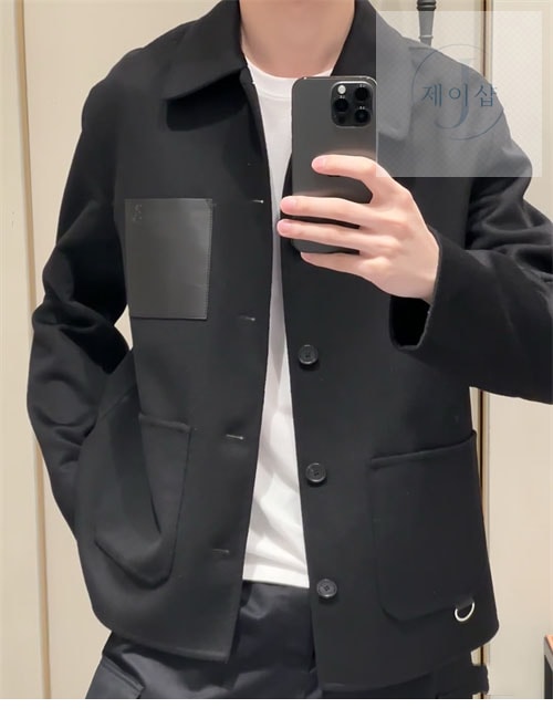 로에베 울 캐시미어 아나그램 워크웨어 자켓 （세븐） - 상세 이미지