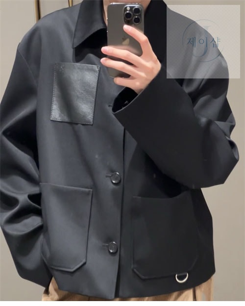 로에베 울 캐시미어 아나그램 워크웨어 자켓 （세븐） - 상세 이미지