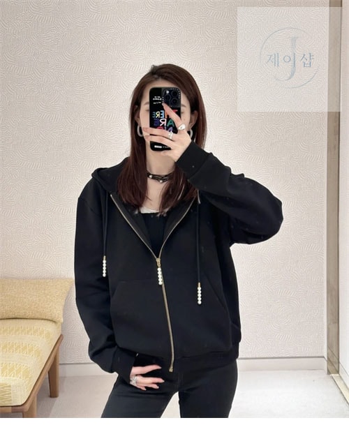 루이비통 엠브로이더드 진주풀러 저지 집업 후드 - 상세 이미지