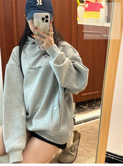 메종마르지엘라 MM6 스티치 로고 후디 - 상세 이미지