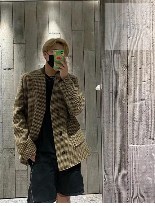 메종마르지엘라 체크 울 브이넥 히든 자켓（레어） - 상세 이미지