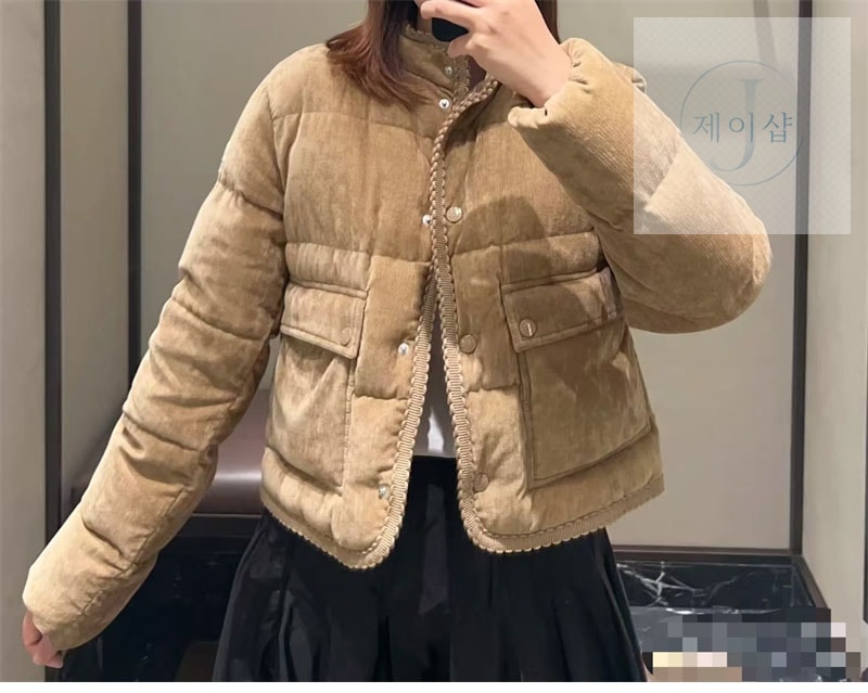 몽클레어 에사르트 브레이드 트리밍 코듀로이 다운 자켓 - 상세 이미지