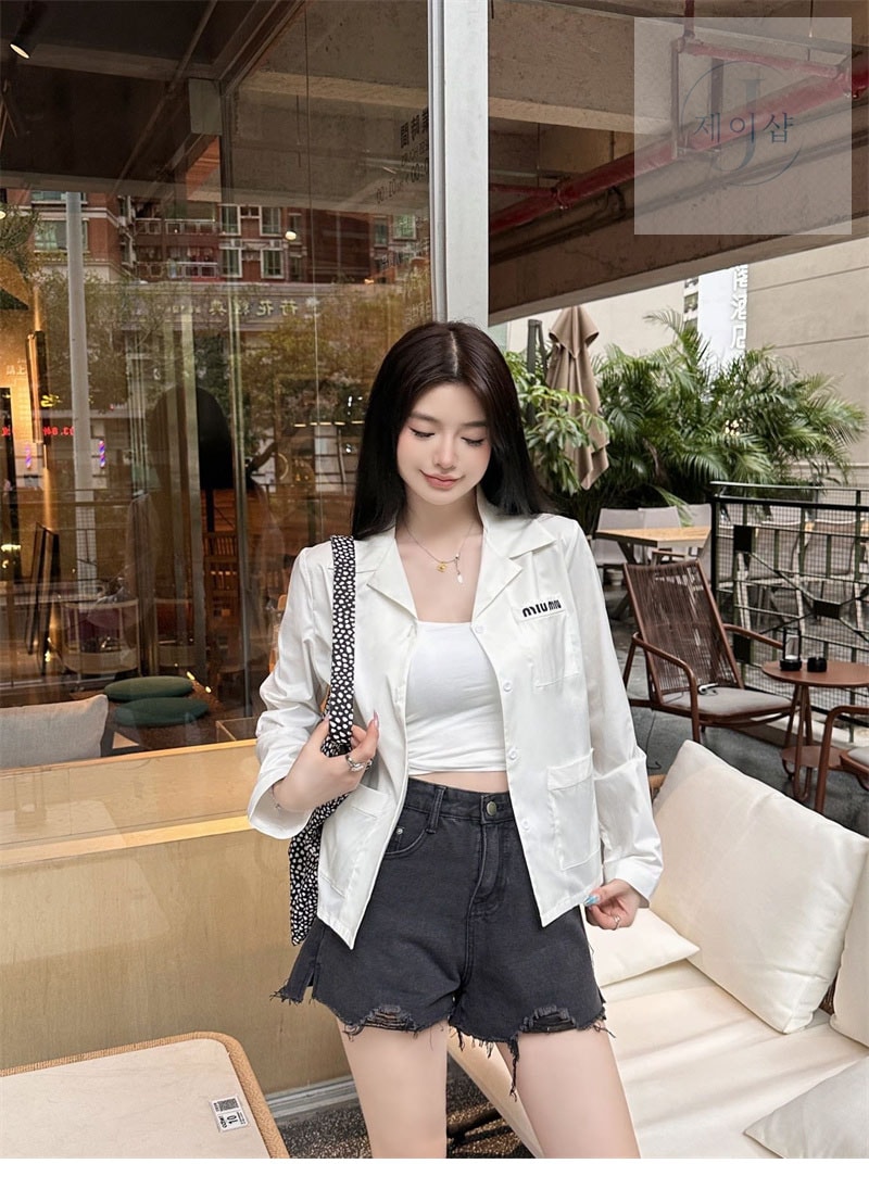 미우미우 빅포켓 카라 오버 셔츠 2컬러 - 상세 이미지