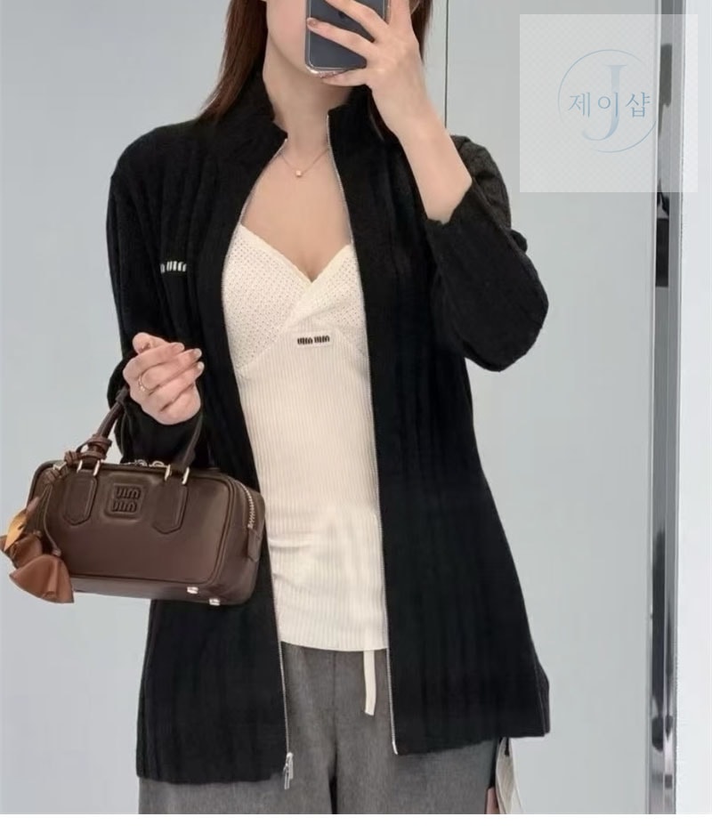 미우미우 울 캐시미어 집업 가디건 - 상세 이미지