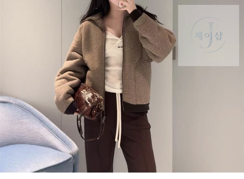 미우미우 코튼 플리스 지퍼 블루종 자켓 - 상세 이미지