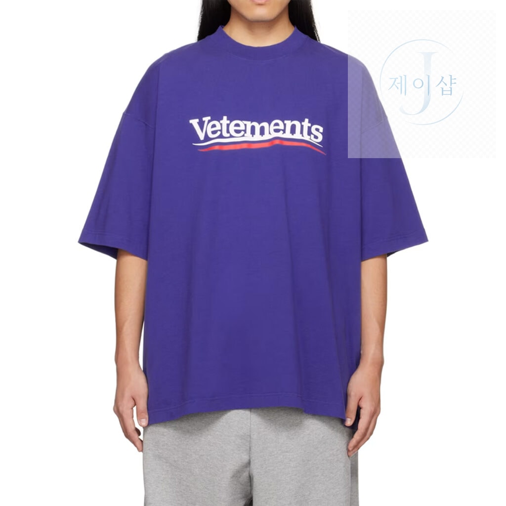 베트멍 24SS CAMPAIGN 로고 반팔 티셔츠 블루 - 상세 이미지