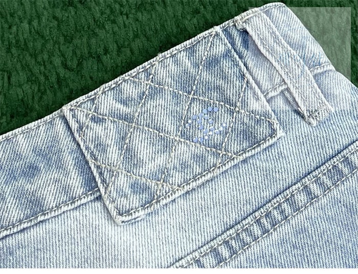 샤넬 25P 시퀸 자수 워시드 데님 팬츠（레어） - 상세 이미지