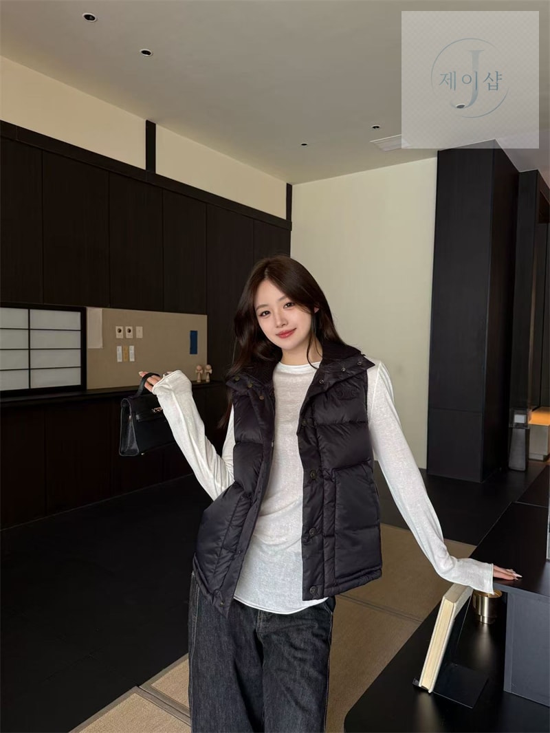 셀린느 트리옹프 로고 슬리브리스 다운 질렛 패딩 조끼 - 상세 이미지