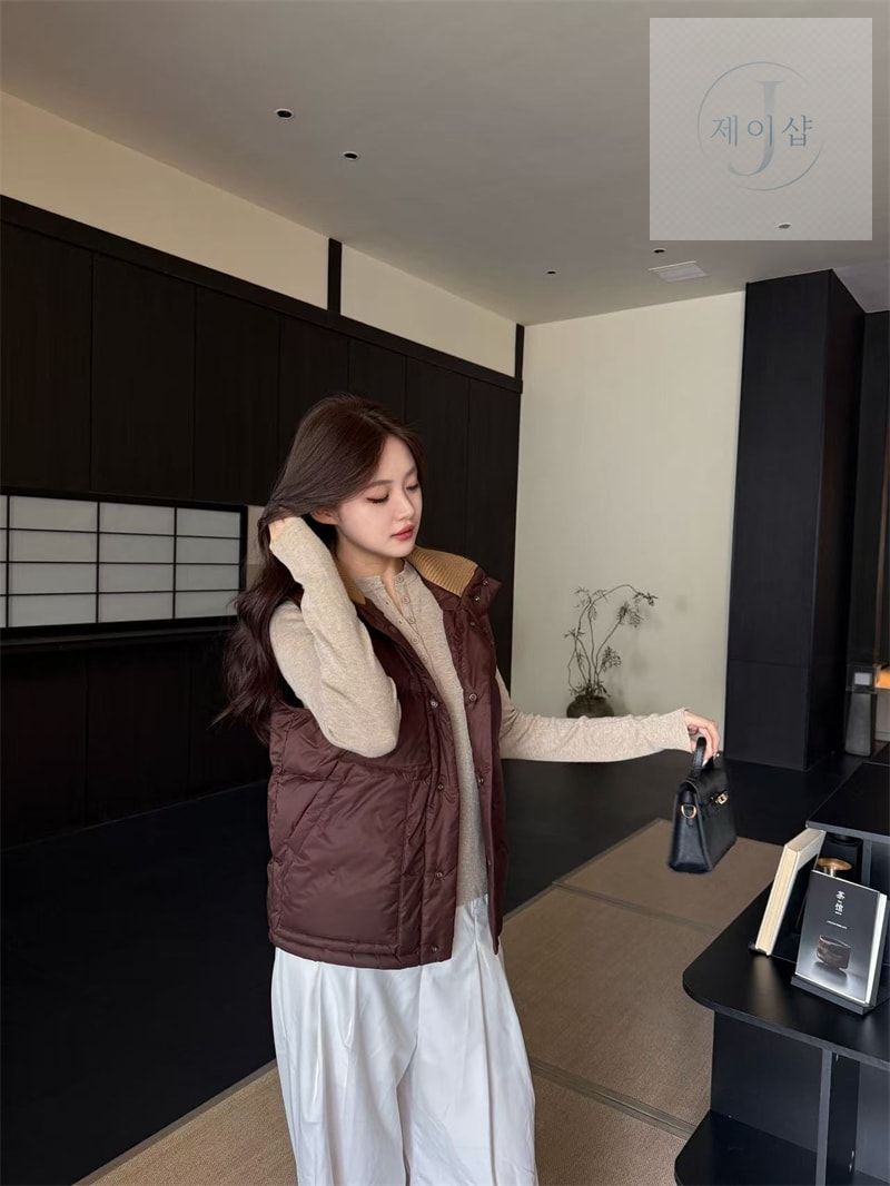 셀린느 트리옹프 로고 슬리브리스 다운 질렛 패딩 조끼 - 상세 이미지