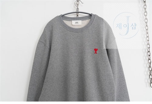 아미 24FW 스몰 하트 로고 맨투맨 그레이 - 상세 이미지