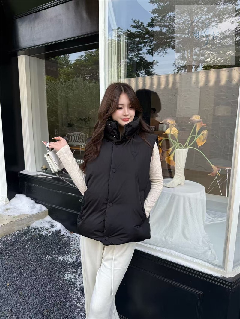 아미 하트 로고 패딩 베스트 조끼 - 상세 이미지