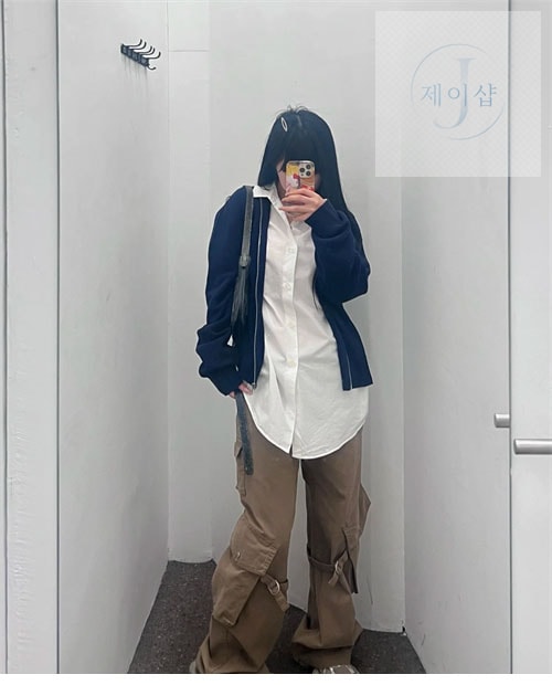 아크네 24SS 백로고 울 집업 가디건 - 상세 이미지