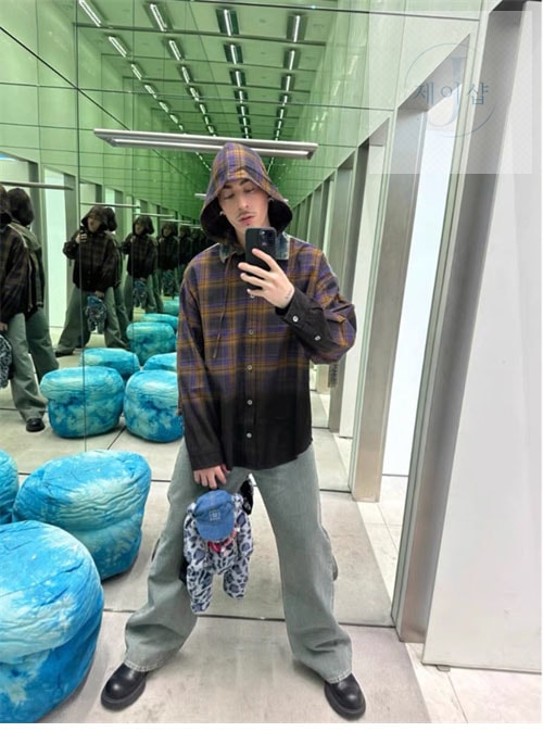 아크네 24fw 후드 버튼 업 셔츠 - 상세 이미지