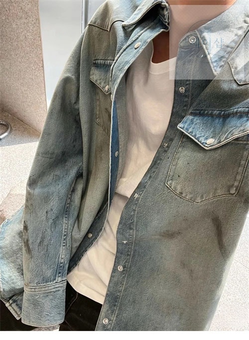아크네 빈티지 이펙트 워시드 데님 셔츠 - 상세 이미지