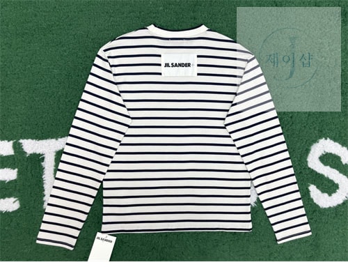질샌더 투톤 스트라이프 긴팔 티셔츠（레어） - 상세 이미지