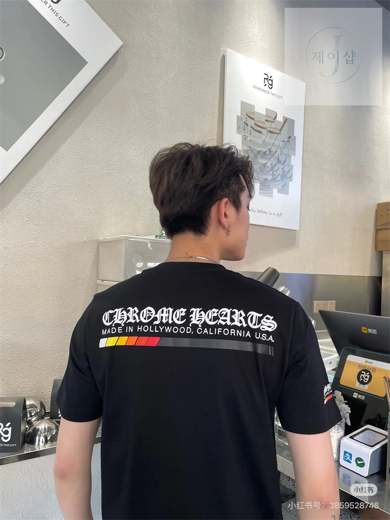크롬하츠 헐리우드 그라데이션 로고 반팔 티셔츠（세븐） - 상세 이미지