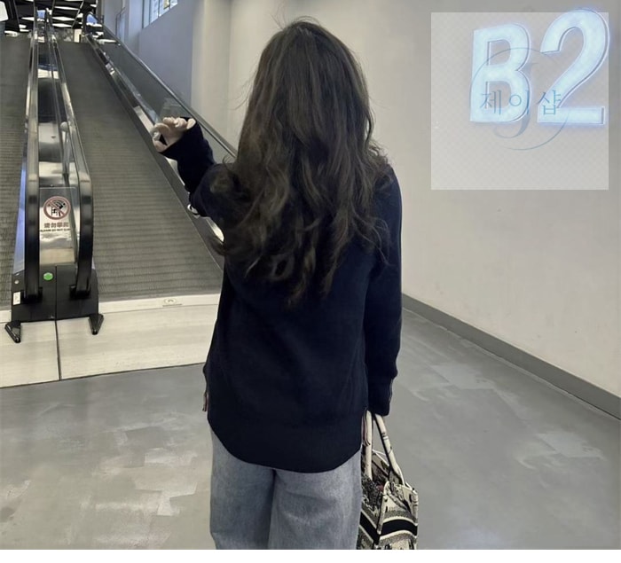 톰브라운 사선완장 밀라노 스티치 코튼 크레이프 가디건 - 상세 이미지