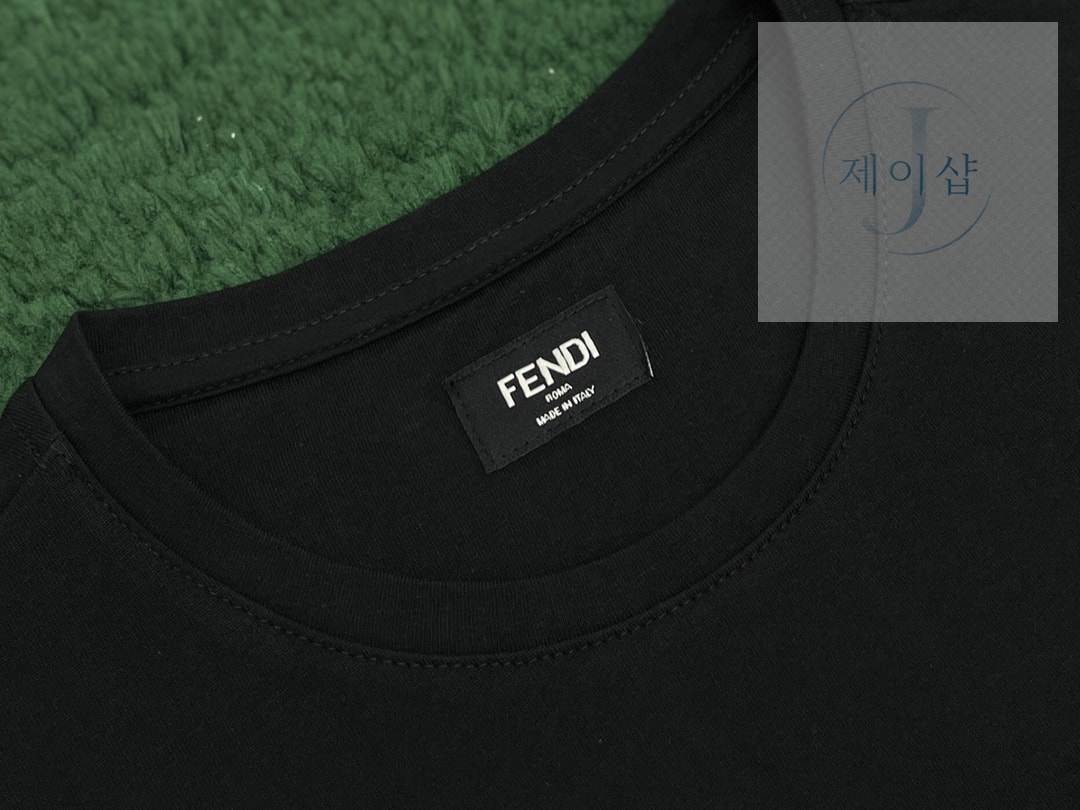 펜디 FF 자수 패치 반팔 티셔츠 블랙 - 상세 이미지