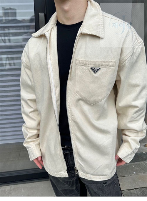 프라다 24SS 불 데님 블루종 셔츠 - 상세 이미지