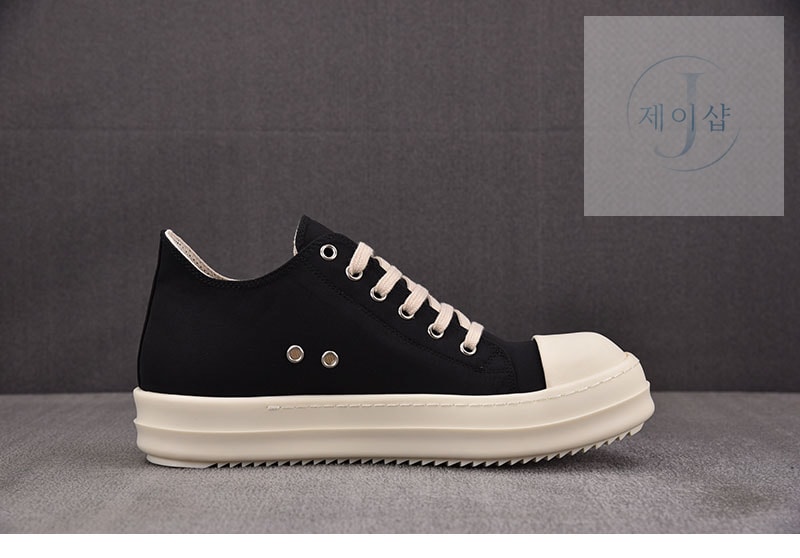 릭오웬스 다크쉐도우 리도 로우 스니커즈 블랙 실크 - 상세 이미지