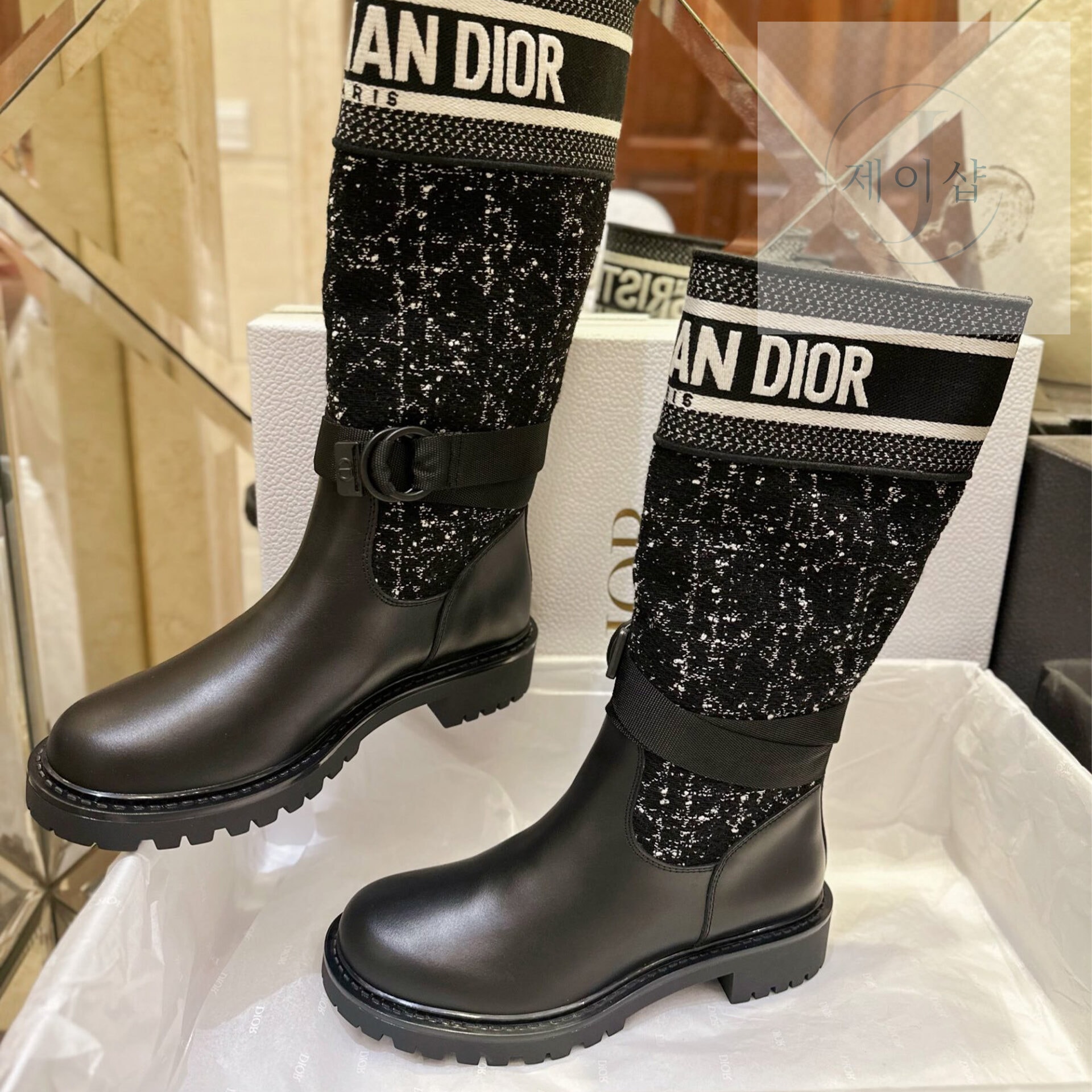 디올 메이저 트위드 레더 롱 부츠 “35SIZE – 40SIZE”