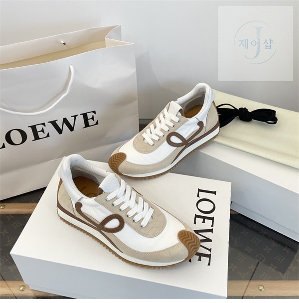 로에베 플로우 러너 스니커즈 스웨이드 나일론 화이트 베이지 - 상세 이미지