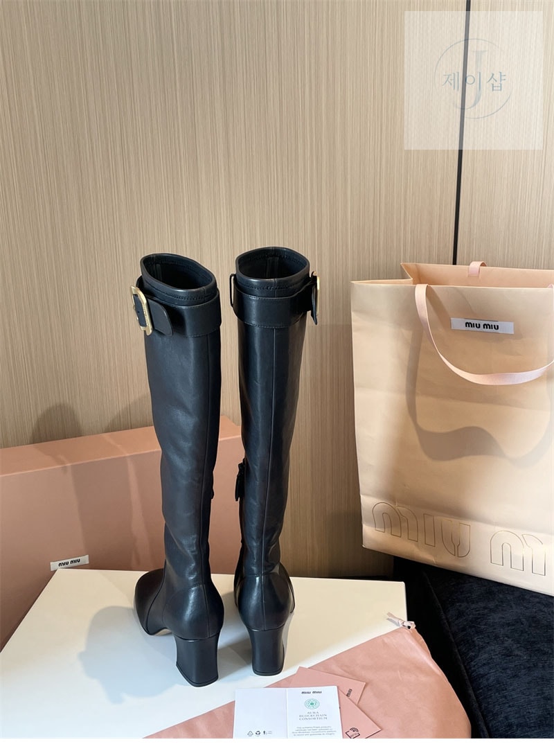 미우미우 버클 장식 롱 부츠