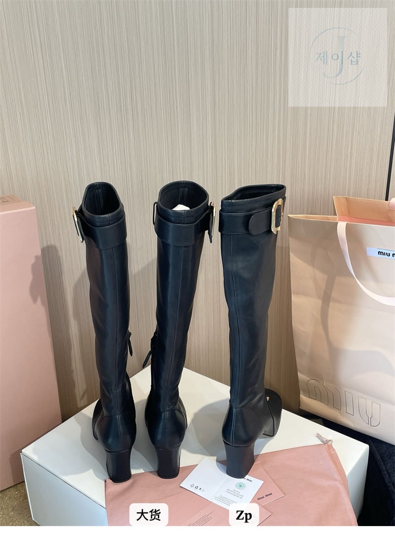 미우미우 버클 장식 롱 부츠