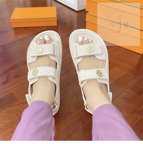 샤넬 22P CC 벨크로 스트랩 샌들 핑크 - 상세 이미지