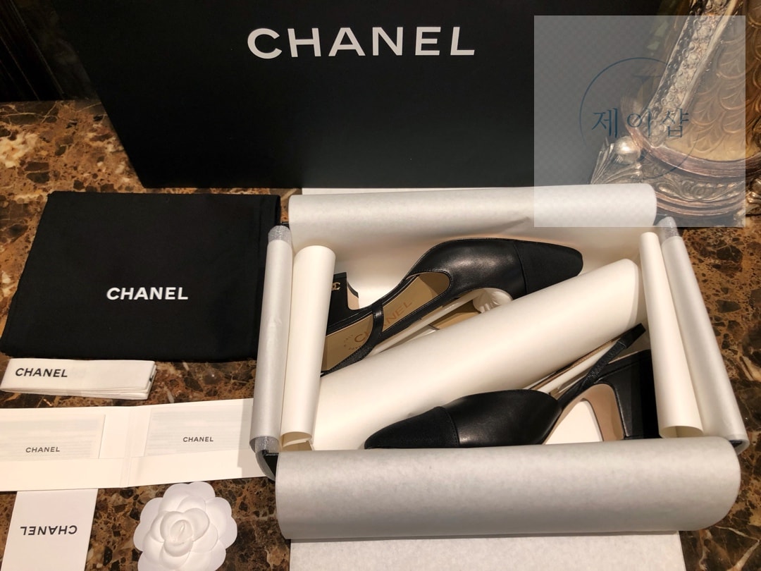 샤넬 블랙 고트스킨 그로그랭 슬링백 플랫 슈즈 “34SIZE – 41SIZE” - 상세 이미지