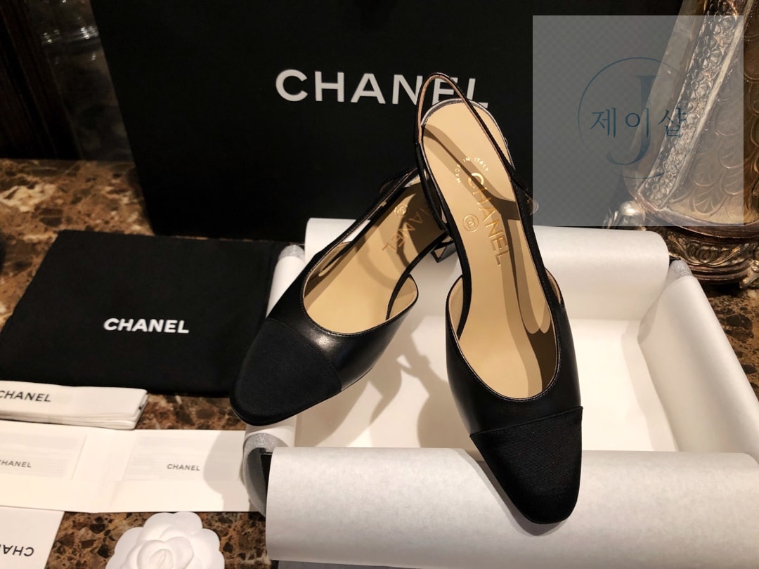 샤넬 블랙 고트스킨 그로그랭 슬링백 플랫 슈즈 “34SIZE – 41SIZE” - 상세 이미지