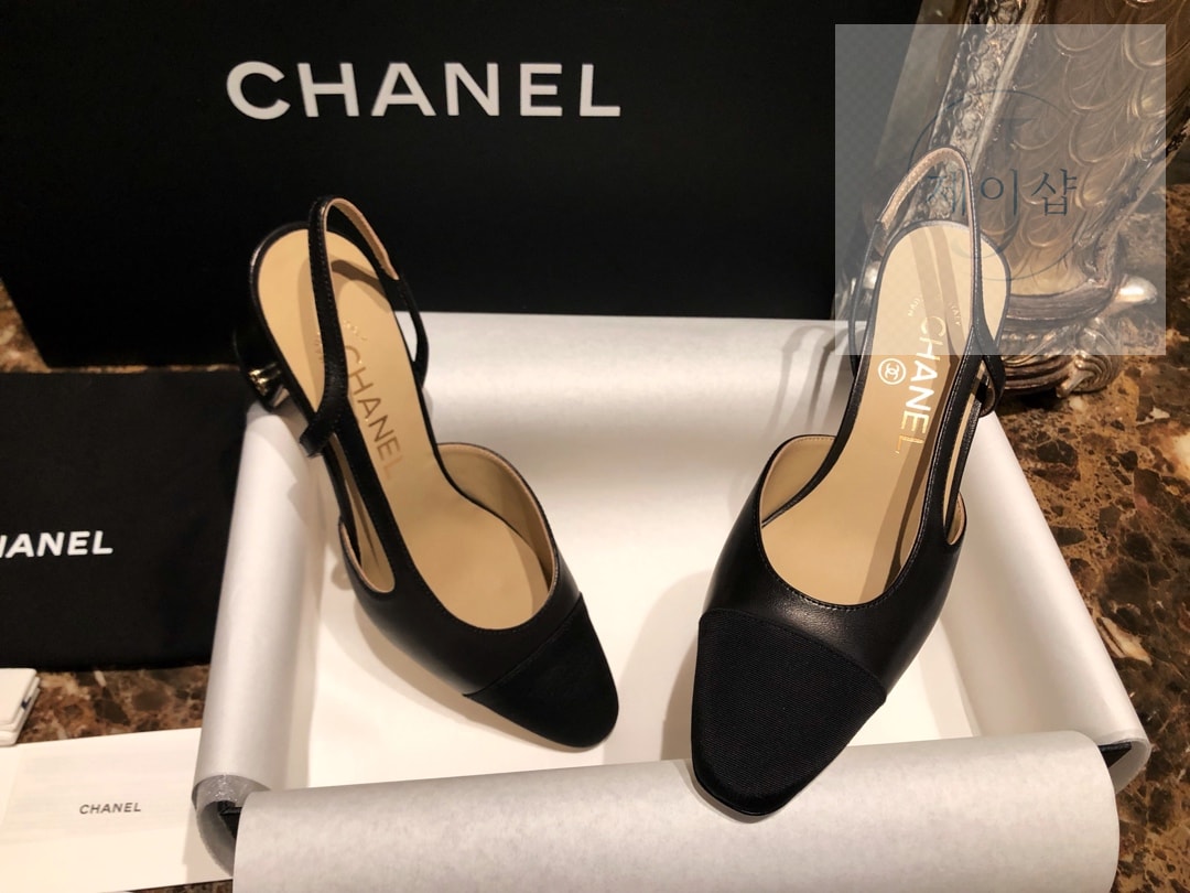 샤넬 블랙 고트스킨 그로그랭 슬링백 플랫 슈즈 “34SIZE – 41SIZE” - 상세 이미지