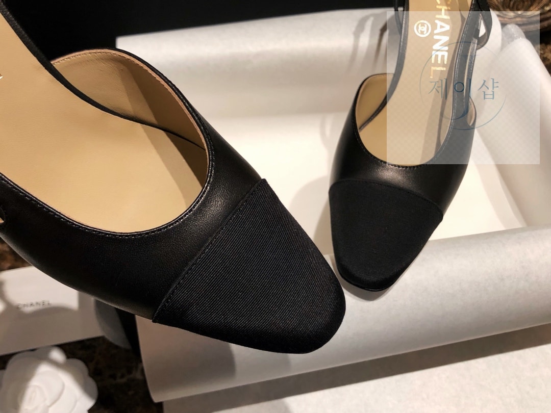샤넬 블랙 고트스킨 그로그랭 슬링백 플랫 슈즈 “34SIZE – 41SIZE” - 상세 이미지